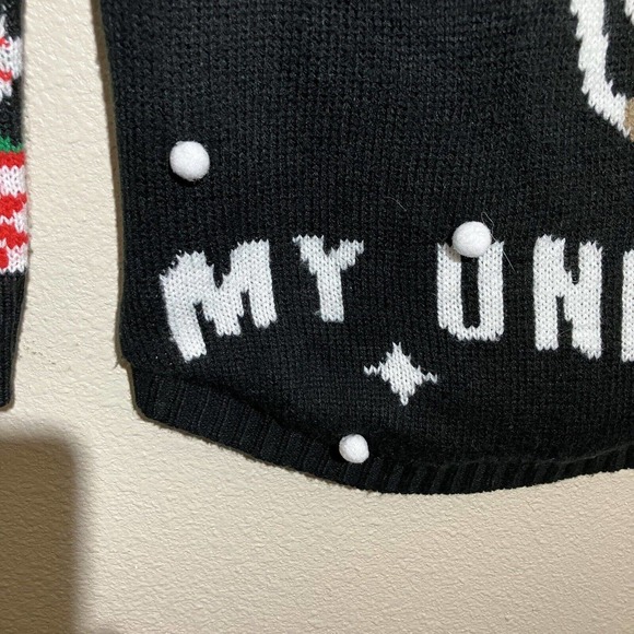 Ugly Christmas Sweater Size S Black/multicolored Sleeves Preowned Unicorn Santa - Picture 6 of 8